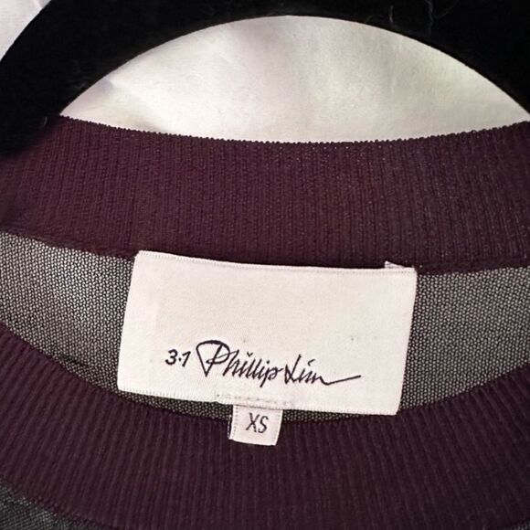 3.1 Phillip Lim Black and Gold Metallic Striped Sweater w/ Sheer Panel XS - Picture 12 of 14